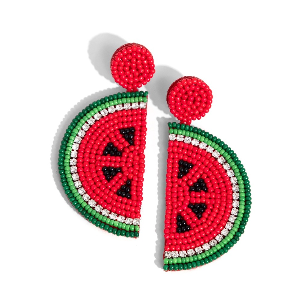Watermelon Seed Bead Earrings